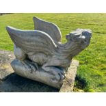A pair of Griffin garden gate keepers (H40cm W50cm D26cm)