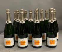 Twelve bottles of Veuve Clicquot Demi Sec Champagne