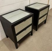 A pair of mirrored bedside tables (H60cm W50cm D42cm)