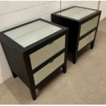 A pair of mirrored bedside tables (H60cm W50cm D42cm)