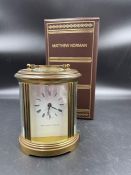20th Century Matthew Norman of London brass carriage clock in box, working order and with original