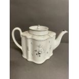 A New Hall hard paste silver shape teapot and cover pattern no 241 c.1790