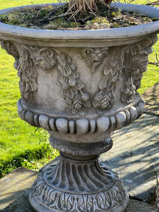 A pair of Bacchus relief garden urns - Image 2 of 3