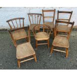 A Selection of seven childrens wooden chairs
