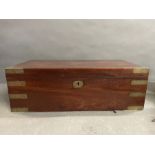 A Mahogany Writing box, with black leather slope, brass corners, hidden compartment