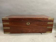 A Mahogany Writing box, with black leather slope, brass corners, hidden compartment