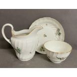 Worcester tea bowl, saucer and milk jug c.1798