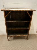 A bamboo open bookcase or side cabinet (H100cm W78cm D32cm)