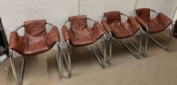 A set of four Zermatt tubular chrome and leather sling chairs.