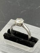 A Platinum engagement ring round 1.23ct diamond 6.75mm x 4.25mm VS2 Colour Grade C