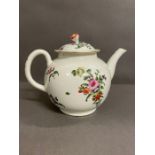 A Worcester polychrone teapot c.1780 (Tiny spout chip restored)