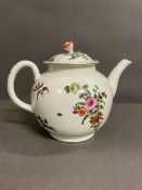 A Worcester polychrone teapot c.1780 (Tiny spout chip restored)