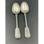 A Pair of Victorian silver teaspoons, hallmarked for London 1870 by Chawner & Co (George William