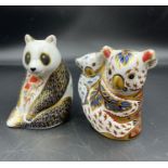 Two Crown Derby Figures A Panda and a pair of Koalas.