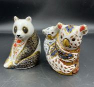 Two Crown Derby Figures A Panda and a pair of Koalas.