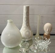 A selection of glass crystal and decorative vases