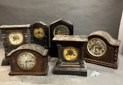 Six wooden mantle clocks AF