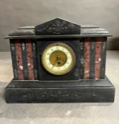 A marble and slate mantel clock