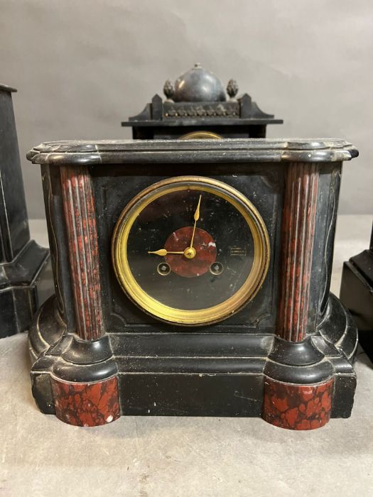 Four slate and marble mantel clocks AF - Image 4 of 5