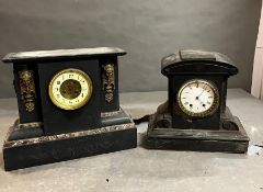 Two marble and slate mantel clocks AF