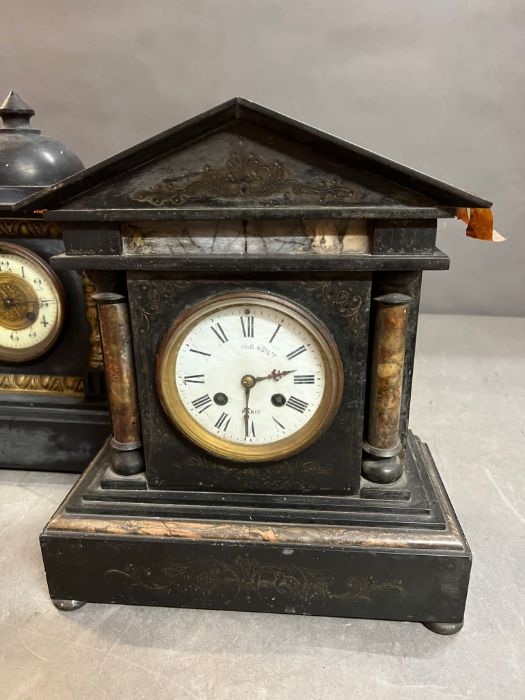 Three slate mantel clocks in need of restoration AF - Image 2 of 4
