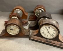 A selection of six various wooden mantel clock AF