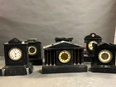 Six Victorian marble mantel clocks AF