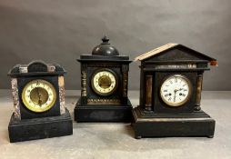 Three slate mantel clocks in need of restoration AF