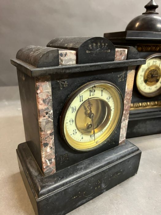 Three slate mantel clocks in need of restoration AF - Image 3 of 4