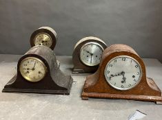 Four wooden mantel clocks AF