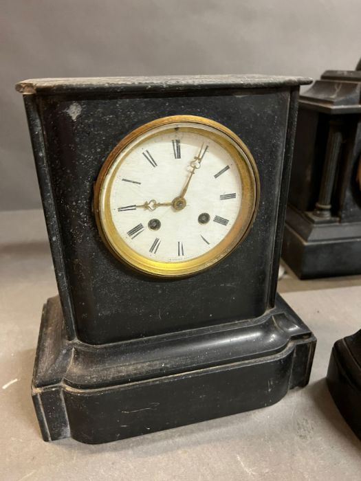 Four slate and marble mantel clocks AF - Image 2 of 5