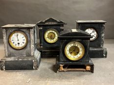 A selection of four slate mantel clocks AF