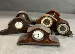 A selection of six small mantel clocks, various styles and makers AF