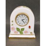 Wedgwood bone china, wild strawberry dome mantle clock