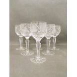 Six Bohemian crystal hand cut port glasses