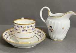 A Barr Worcester tea cup and saucer and a milk jug