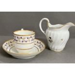 A Barr Worcester tea cup and saucer and a milk jug