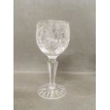 A crystal wine glass