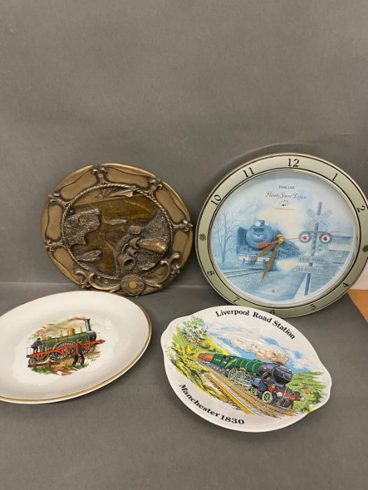 A large selection of various railway collectables, clock, model of train, postcards, mats, playing - Image 2 of 2