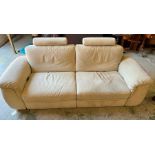 A Natuzzi Italian sofa. Soft leather recliner H 73-94cm x SH 43cm x D 100cm x W190 cm