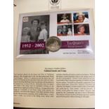 Five Queen Elizabeth II Golden Jubilee Stamp Albums with coin covers, first day covers etc.