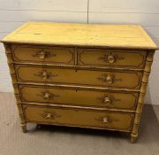 A two over three chest of drawers painted with a bamboo theme (H101cm W114cm D52cm)