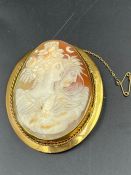 A Large Victorian 9ct gold Cameo of the goddess for day and night Hemera and Nyx.