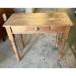An antique pine side table with drawers (H73cm W83cm D41CM)