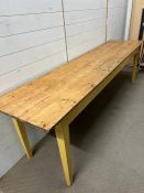 A rustic refectory long table or potting table (H72cm W247cm D60cm)