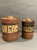 Two earthenware barrel jars