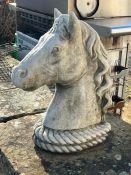 A pair of horses garden head statues (H49cm W33cm)