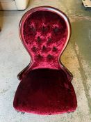 A crushed velvet slipper chair