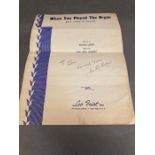 Autographed sheet music for 'When You Played The Organ (And I Sang The Rosary) signed by composer