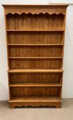 A Hansel and Gretel pine open bookcase (H214cm W120cm D24cm